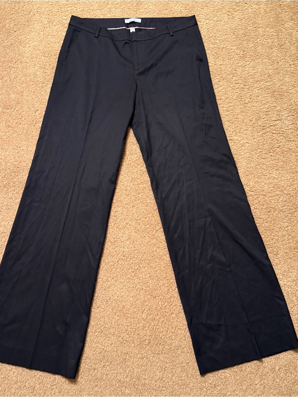 Vtg Gap Wide Leg Trousers Pants Women Black Metal Zip 36x36” TALL 14 EUC